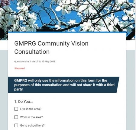screenshot of community vision survey